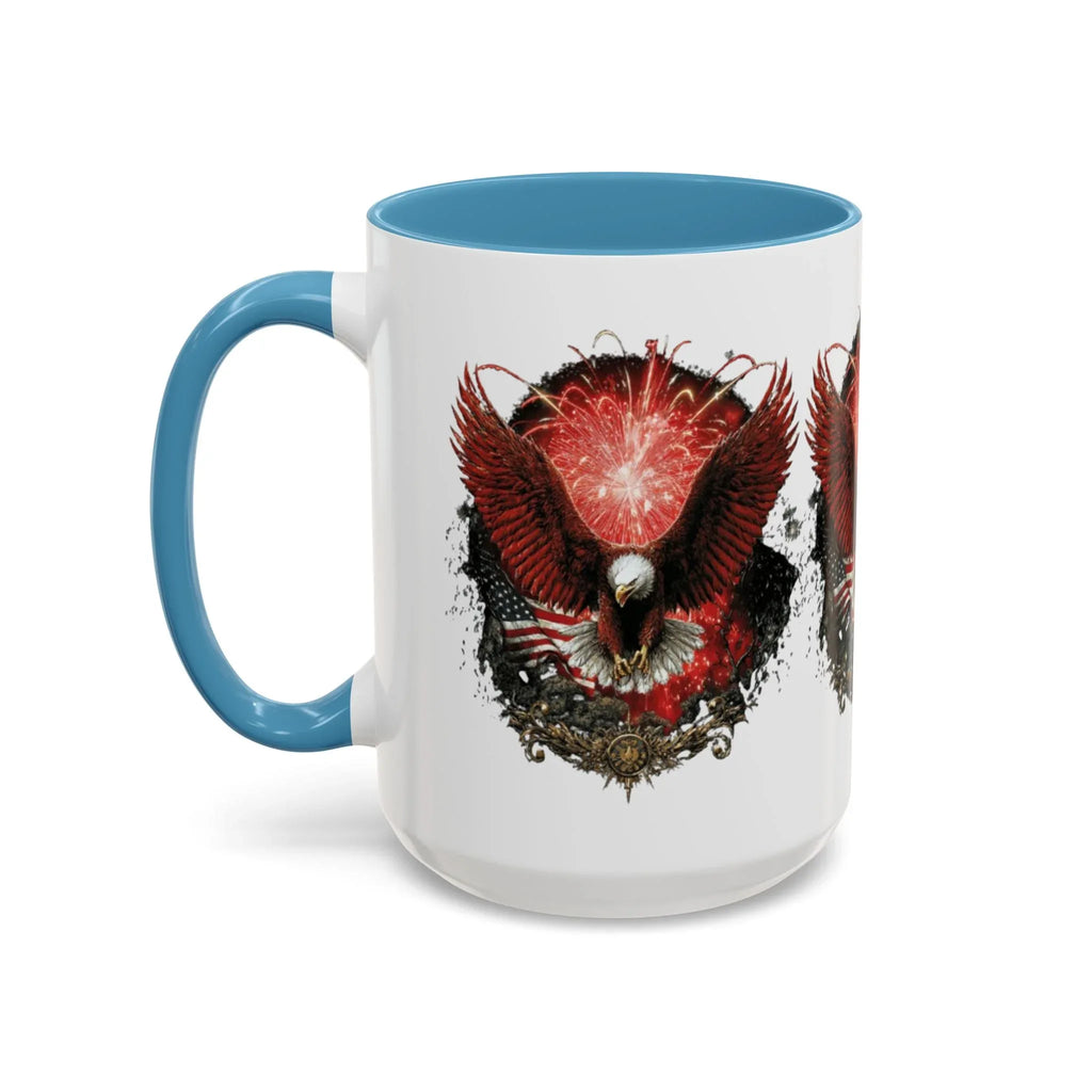 Red Eagle Emblem Accent Coffee Mug | Patriotic Eagle Design - 250 USA Celebration