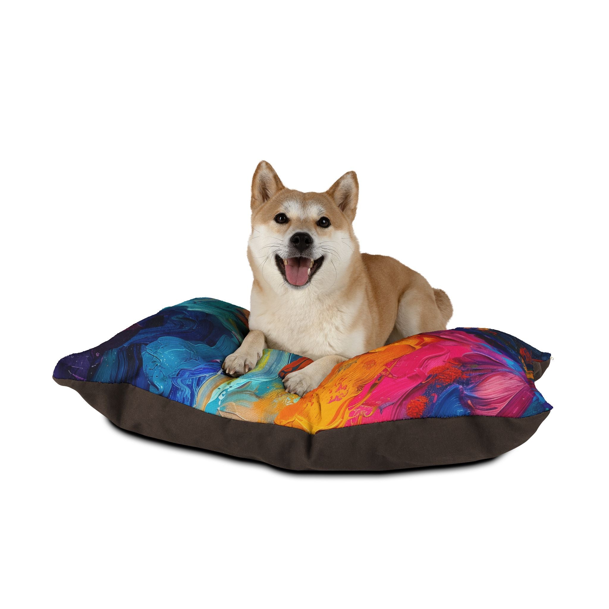 Abstract Rainbow Pet Bed — Colorful Swirl Dog & Cat Cushion