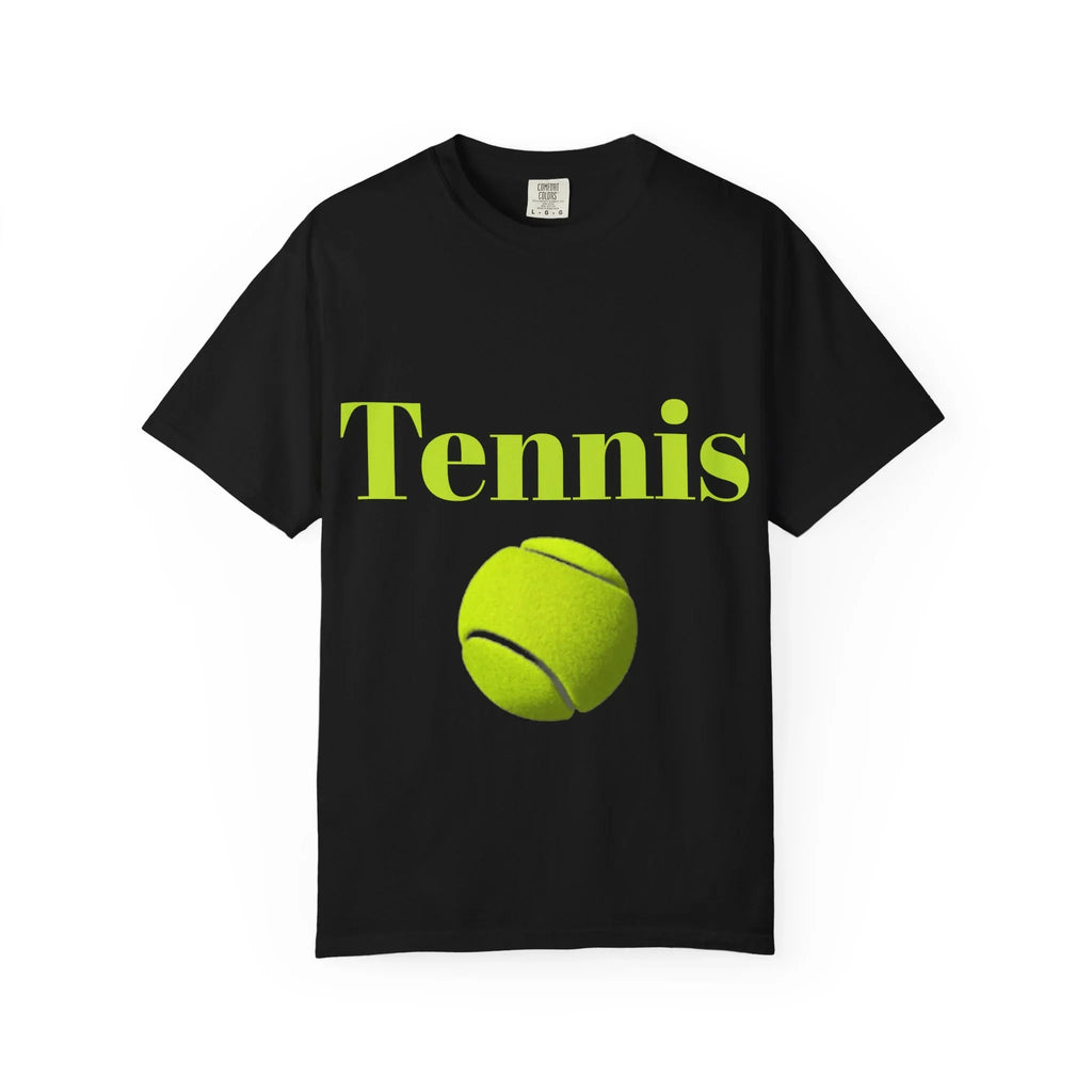 Tennis Ball Graphic Tee | Tennis Shirt, Neon Green Text - 250 USA Celebration