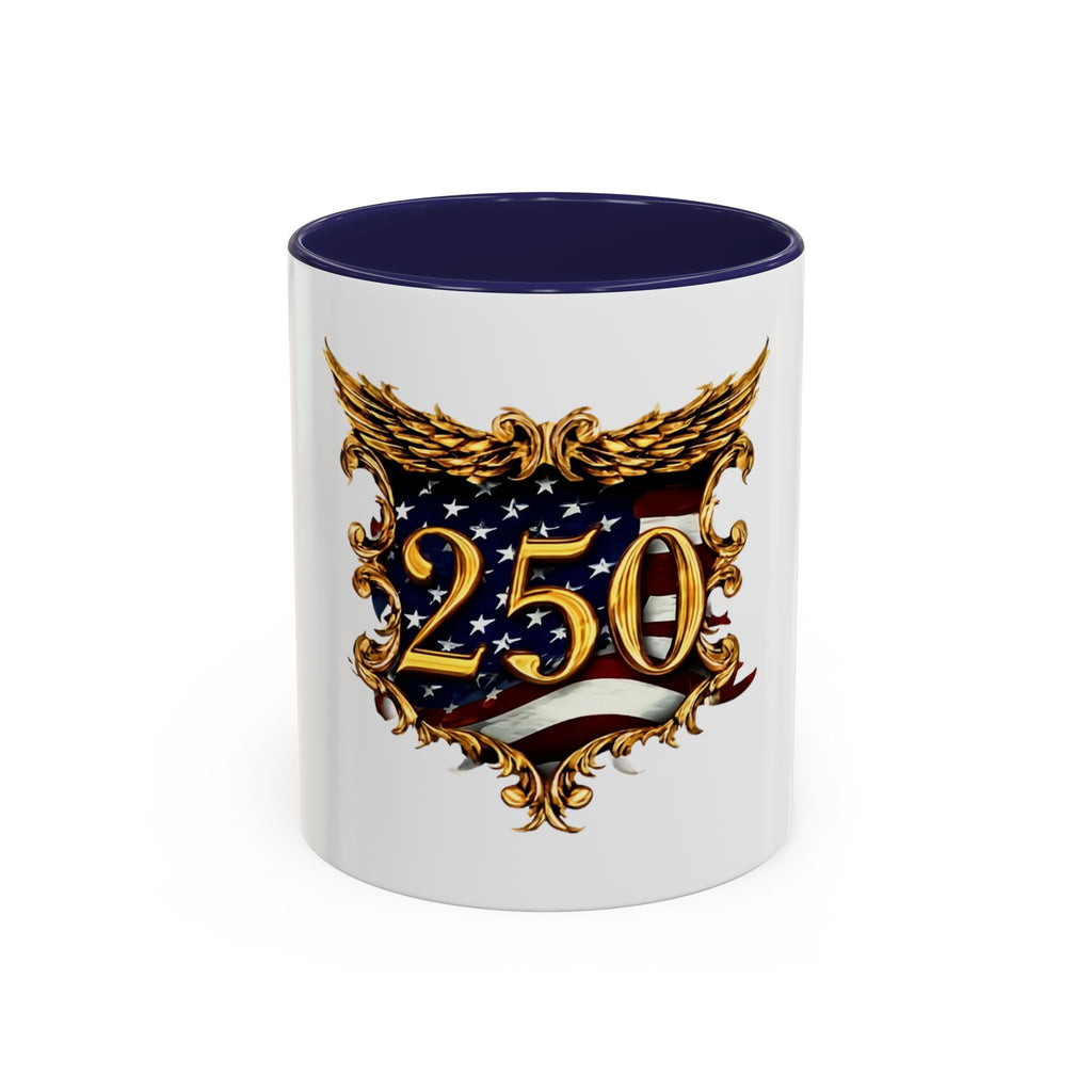 250th Anniversary American Flag Accent Coffee Mug — Patriotic 250th Year Anniversary Celebration Gift