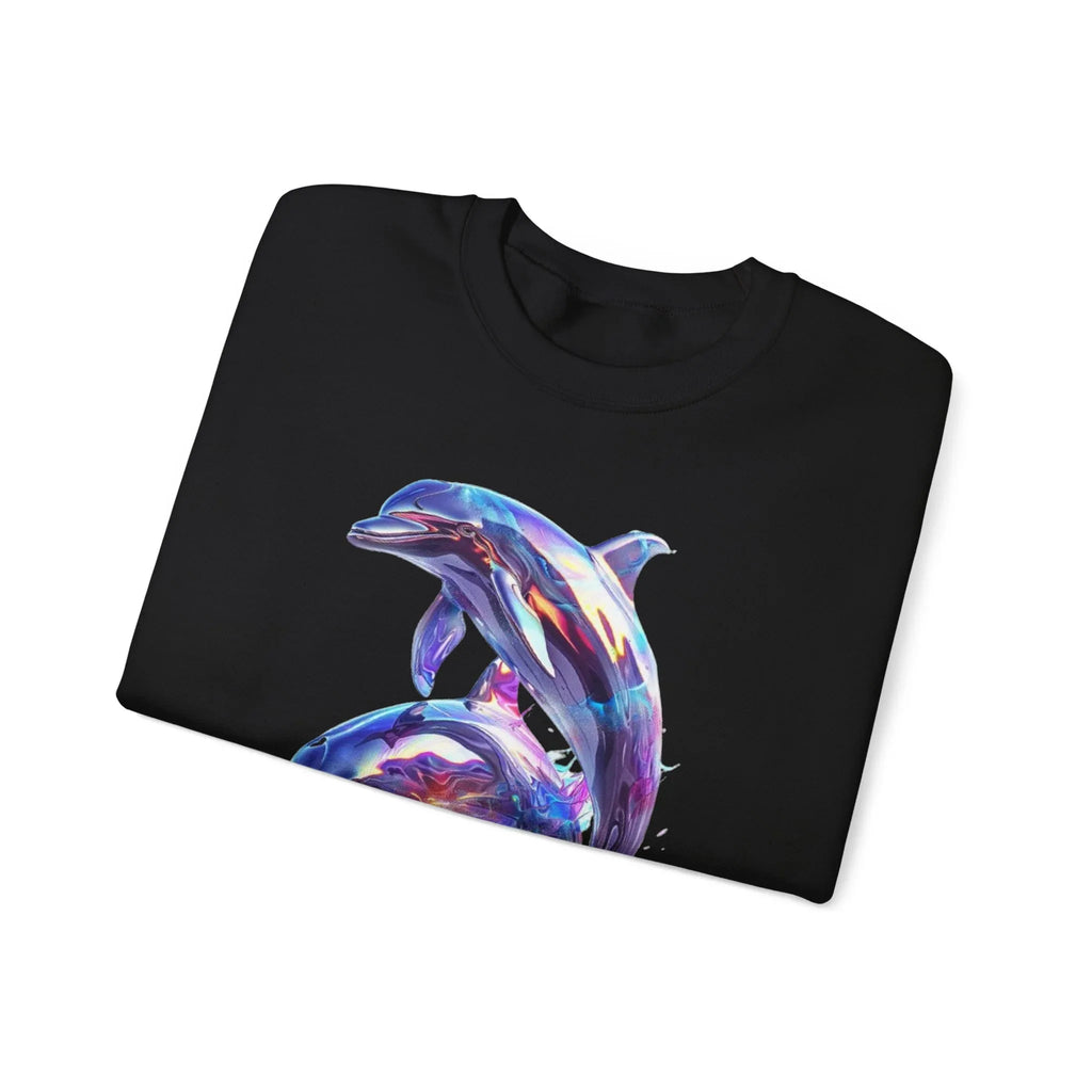 Iridescent Dolphin Trio Sweatshirt | Ocean Marine Animal Crewneck - 250 USA Celebration