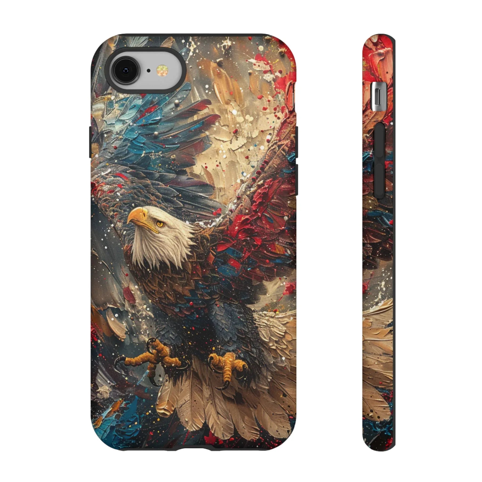 Patriotic Bald Eagle Tough Case | iPhone Phone Case, Red Blue Feather Art - 250 USA Celebration