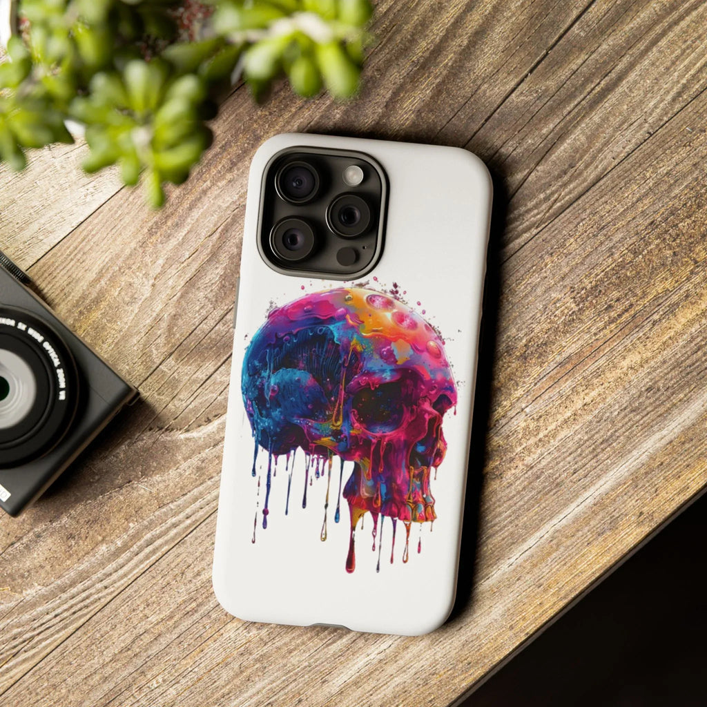 Colorful Drip Skull Phone Case | Hard Plastic Protective Case - 250 USA Celebration
