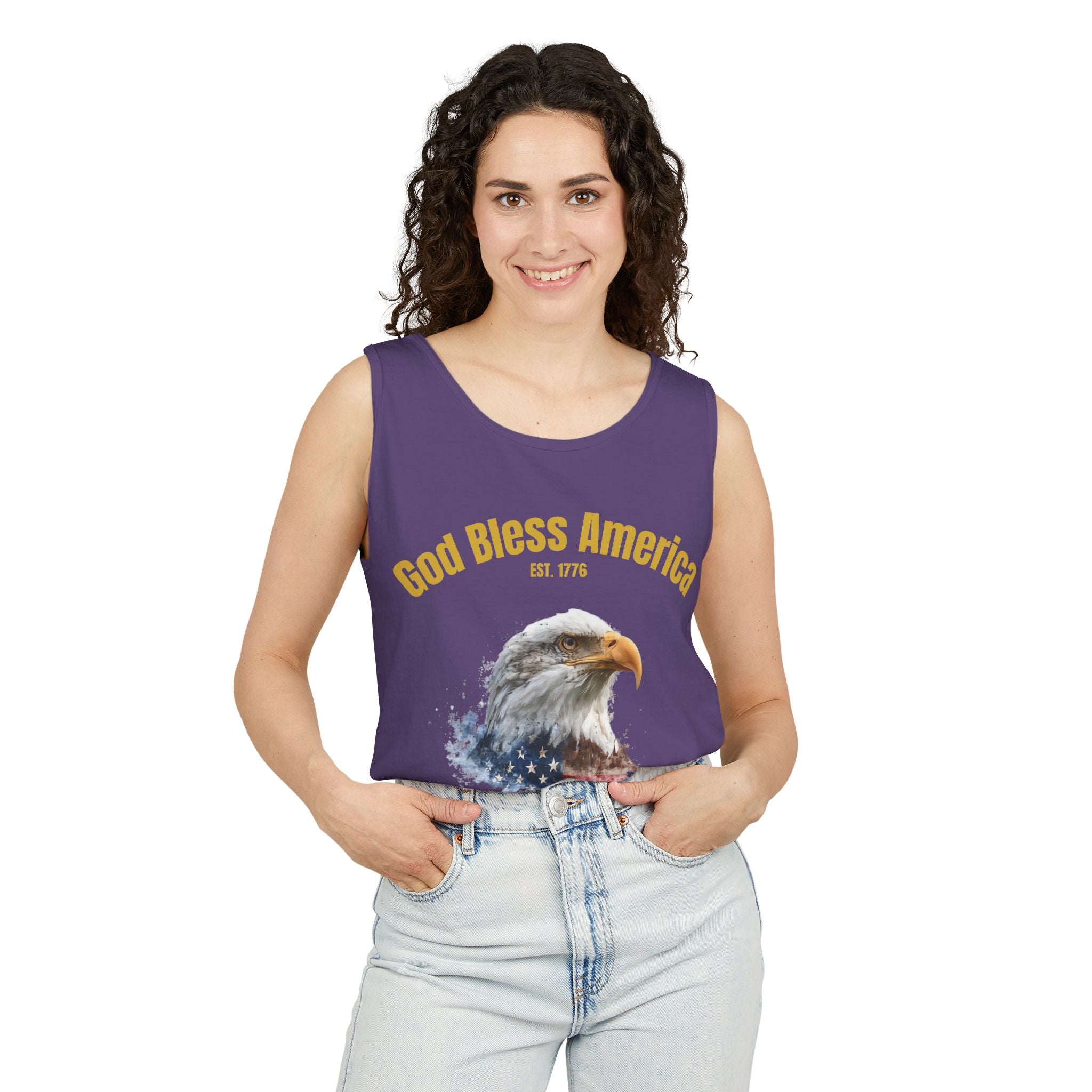 America 250 Tank Top | Official 250th Anniversary Edition American Bald Eagle watercolor flag Tank Top | Patriotic Eagle design