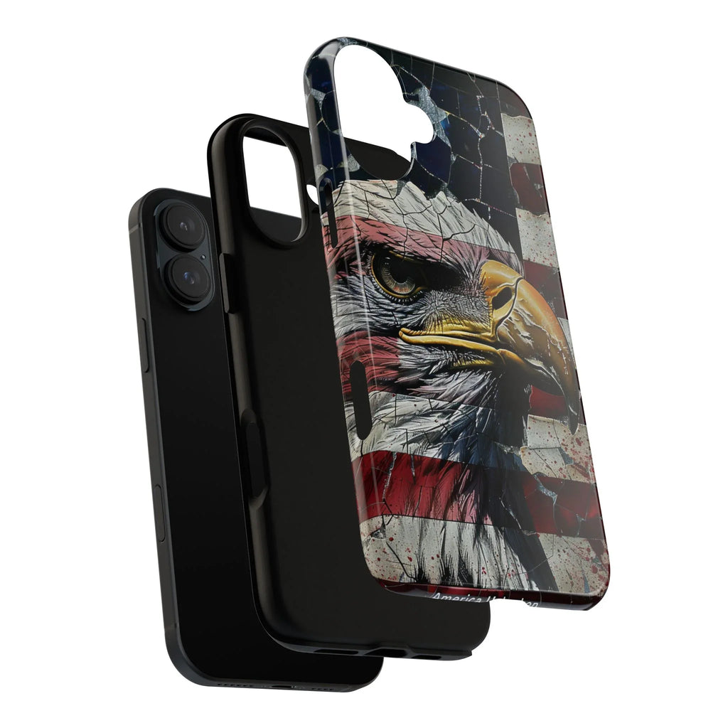 American Flag Bald Eagle phone case | Patriotic iPhone cover, cracked vintage flag design - 250 USA Celebration