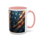Distressed American Flag Accent Coffee Mug | 11oz 15oz - 250 USA Celebration