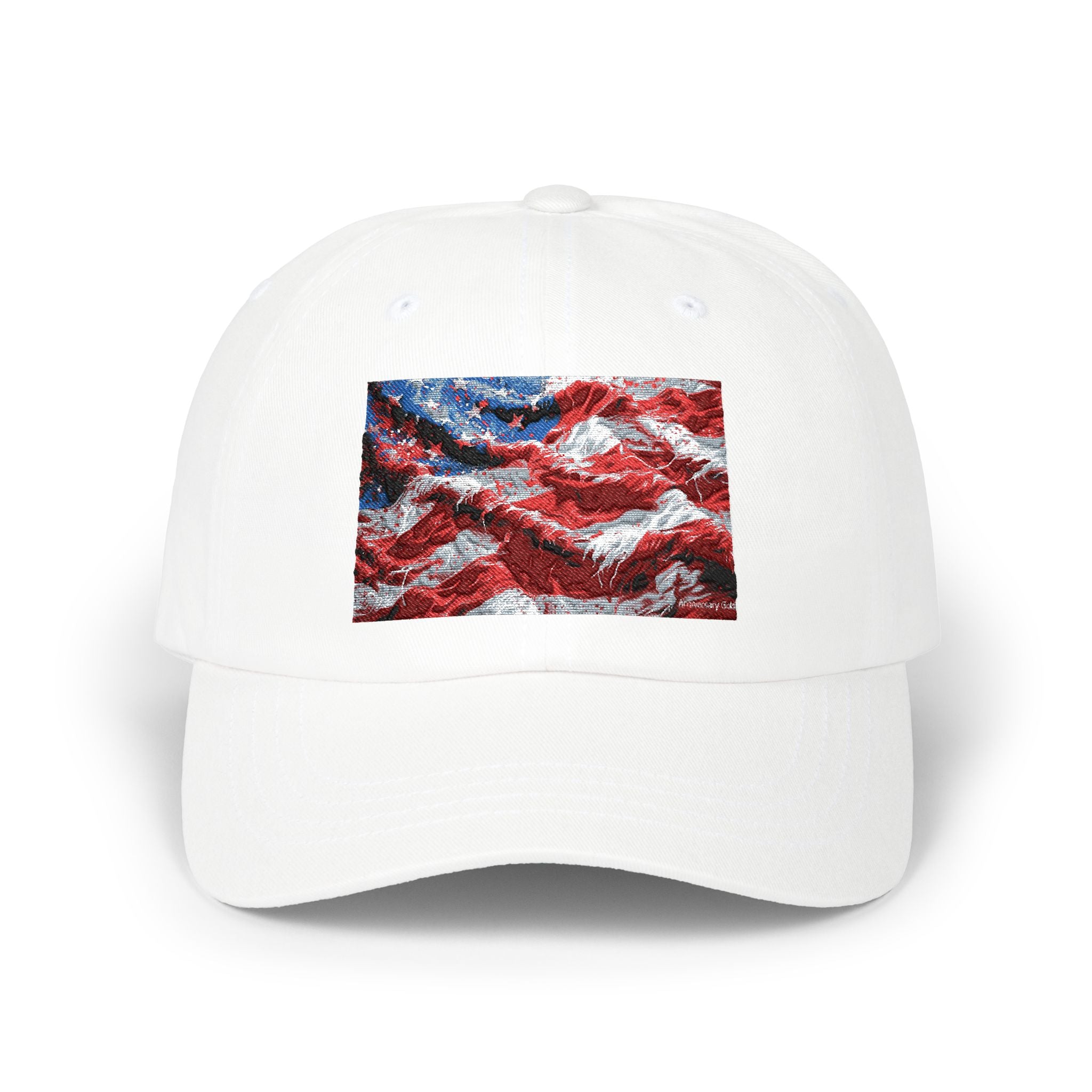 American Flag Dad Cap — Red White Blue Sequin Wave Baseball Hat