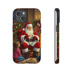 Santa Claus Storytime Tough Phone Case | Christmas holiday scene, kids and cookies - 250 USA Celebration
