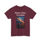 Honor, Duty, Freedom T-Shirt - Patriotic American Flag Galaxy Tee