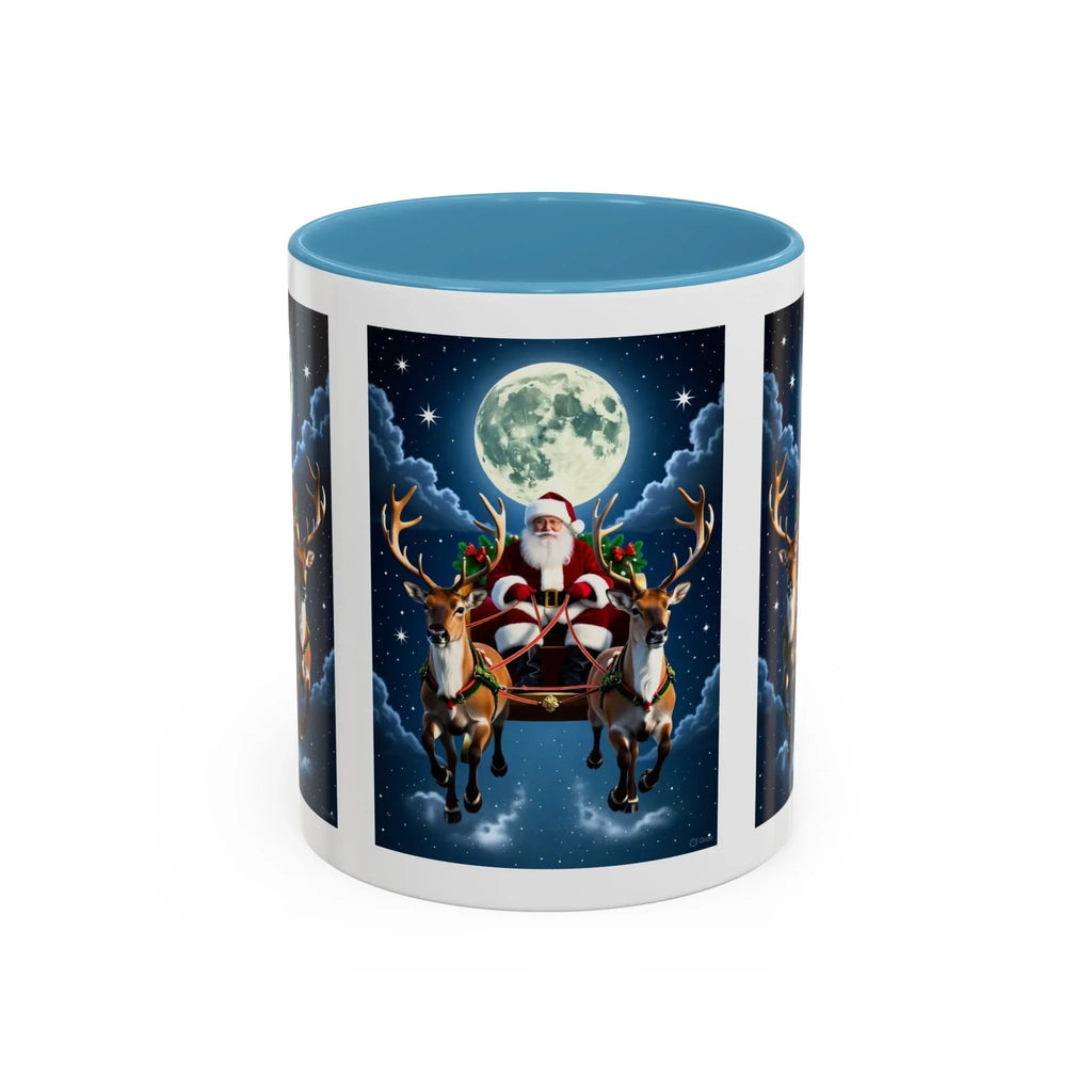 Santa Sleigh with Reindeer Coffee Mug | Christmas Moon Accent Mug - 250 USA Celebration