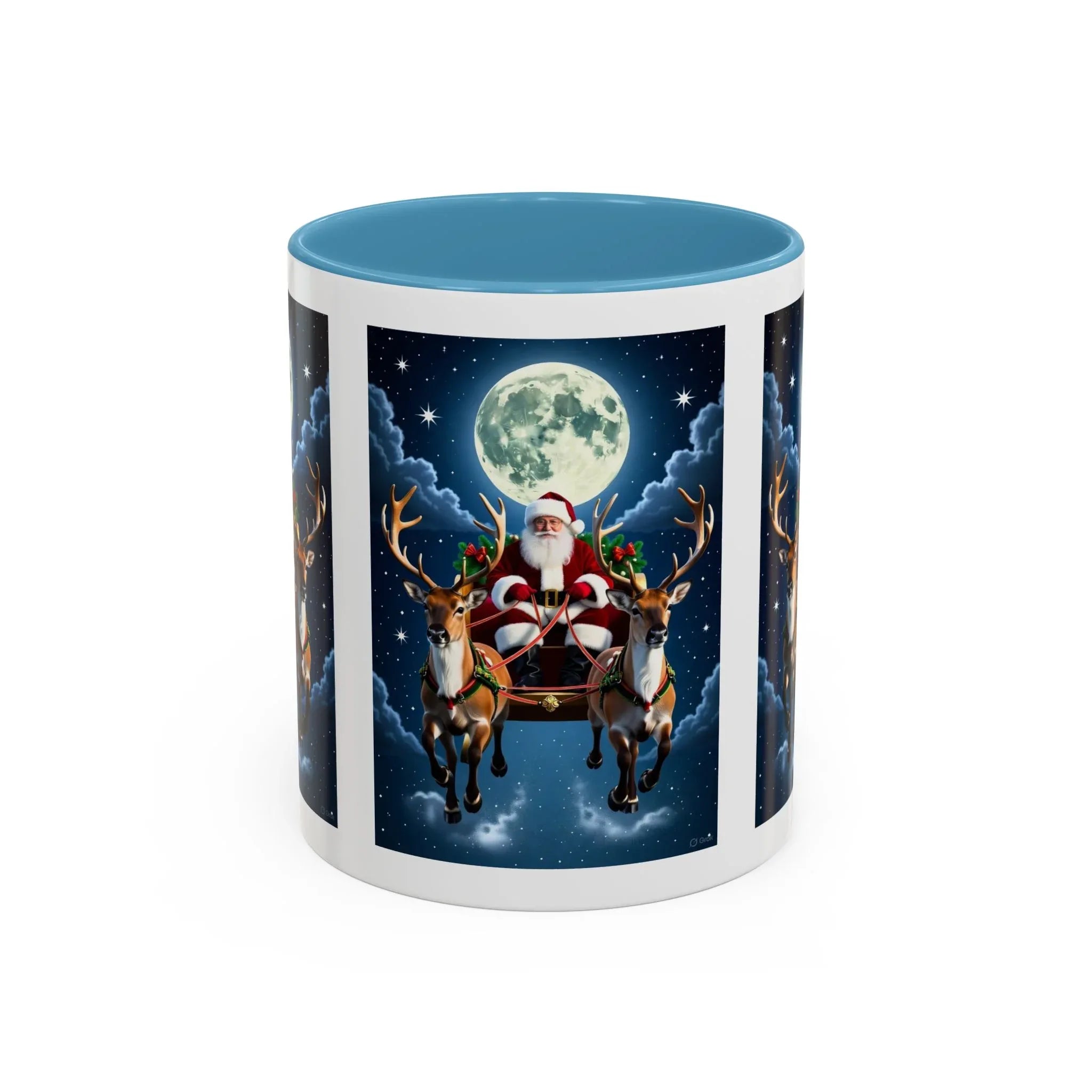 Santa Sleigh with Reindeer Coffee Mug | Christmas Moon Accent Mug - 250 USA Celebration