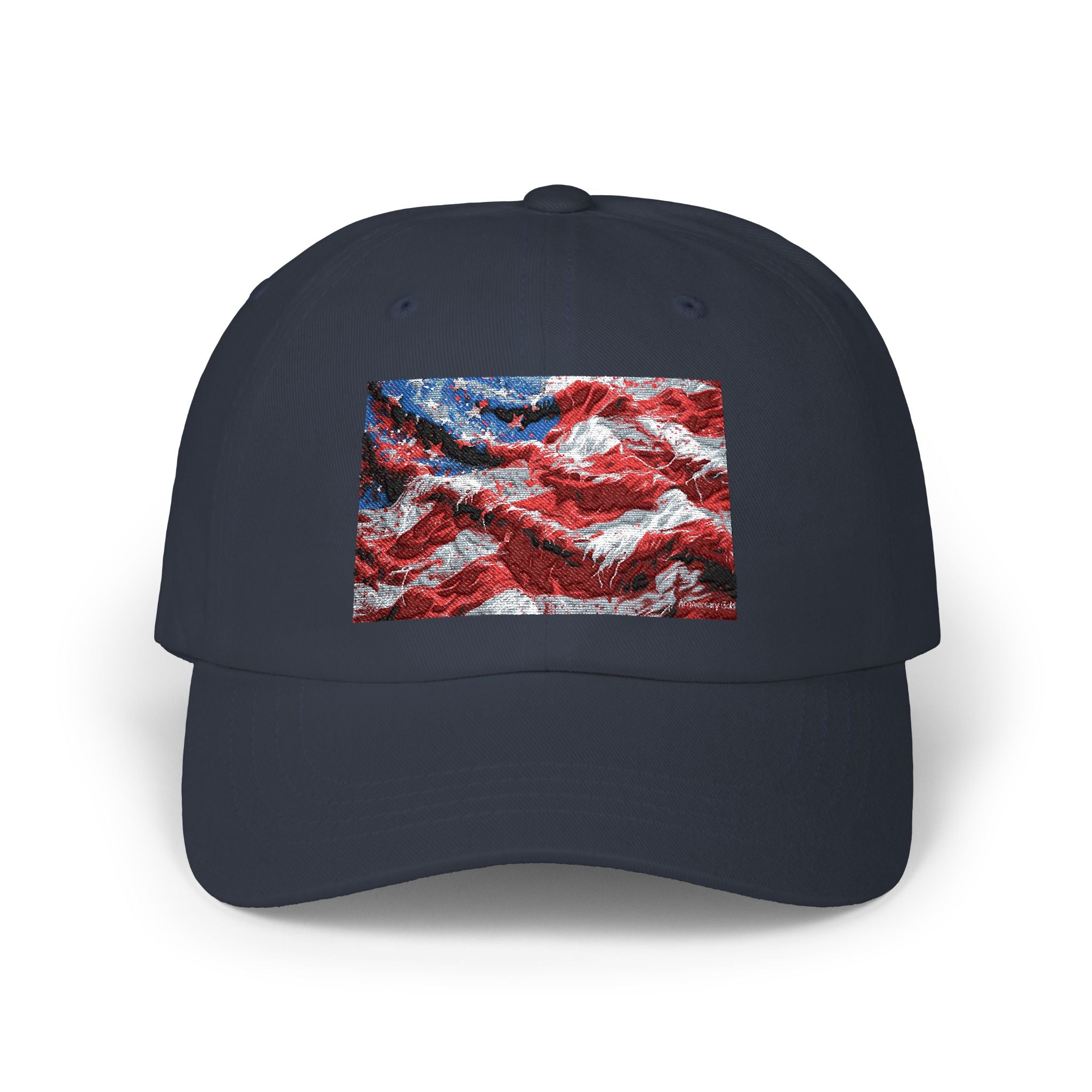 American Flag Dad Cap — Red White Blue Sequin Wave Baseball Hat
