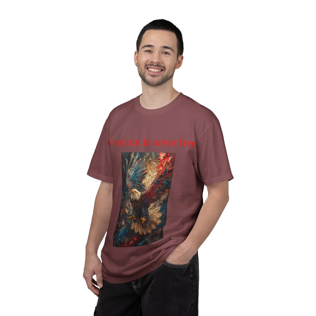 Freedom is Never Free T-shirt | Bald Eagle Patriotic Illustration - 250 USA Celebration