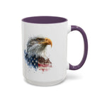American Bald Eagle watercolor, Coffee Mug | Patriotic flag design - 250 USA Celebration