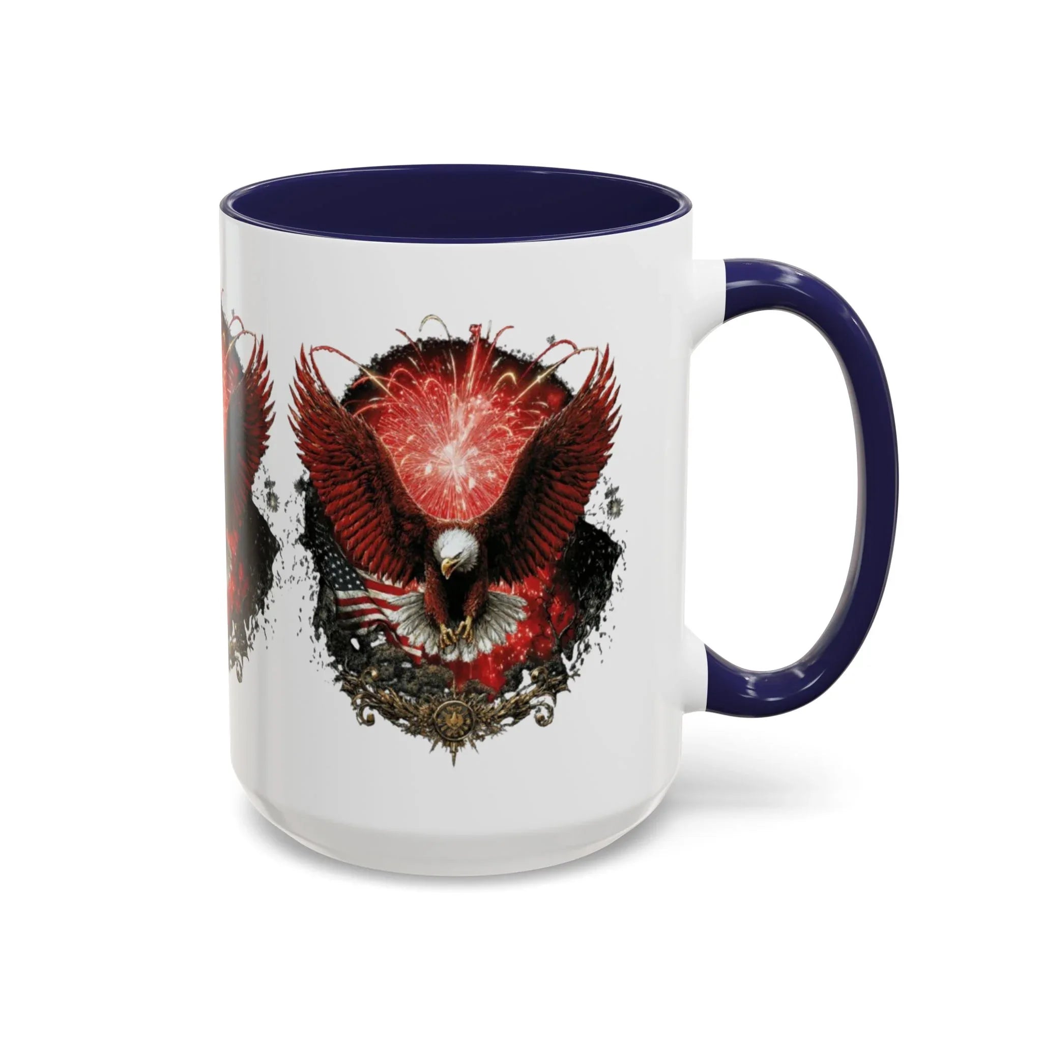 Red Eagle Emblem Accent Coffee Mug | Patriotic Eagle Design - 250 USA Celebration