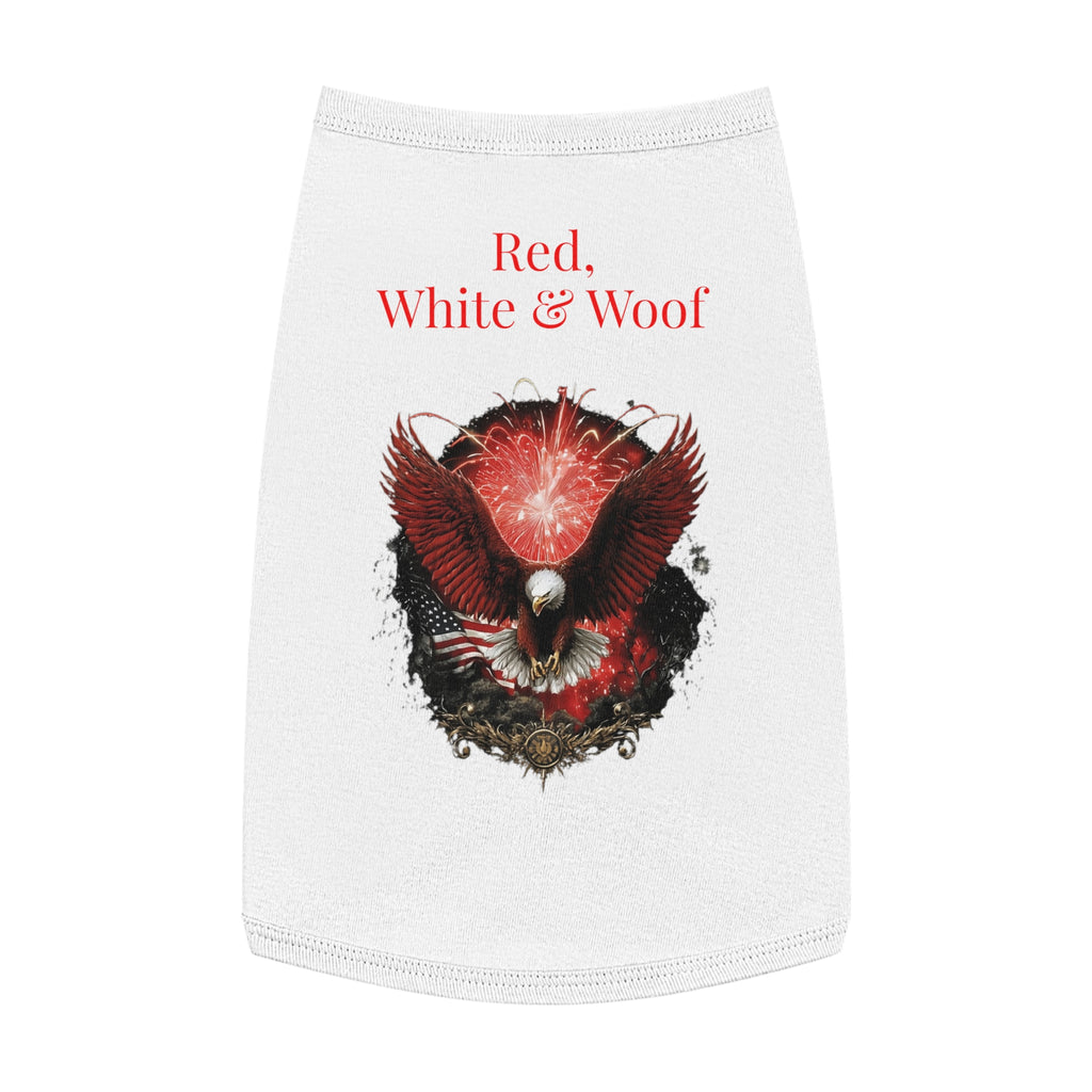 Red, White & Woof Patriotic Pet Tank Top — Bald Eagle Fireworks Dog Shirt for 4th of July