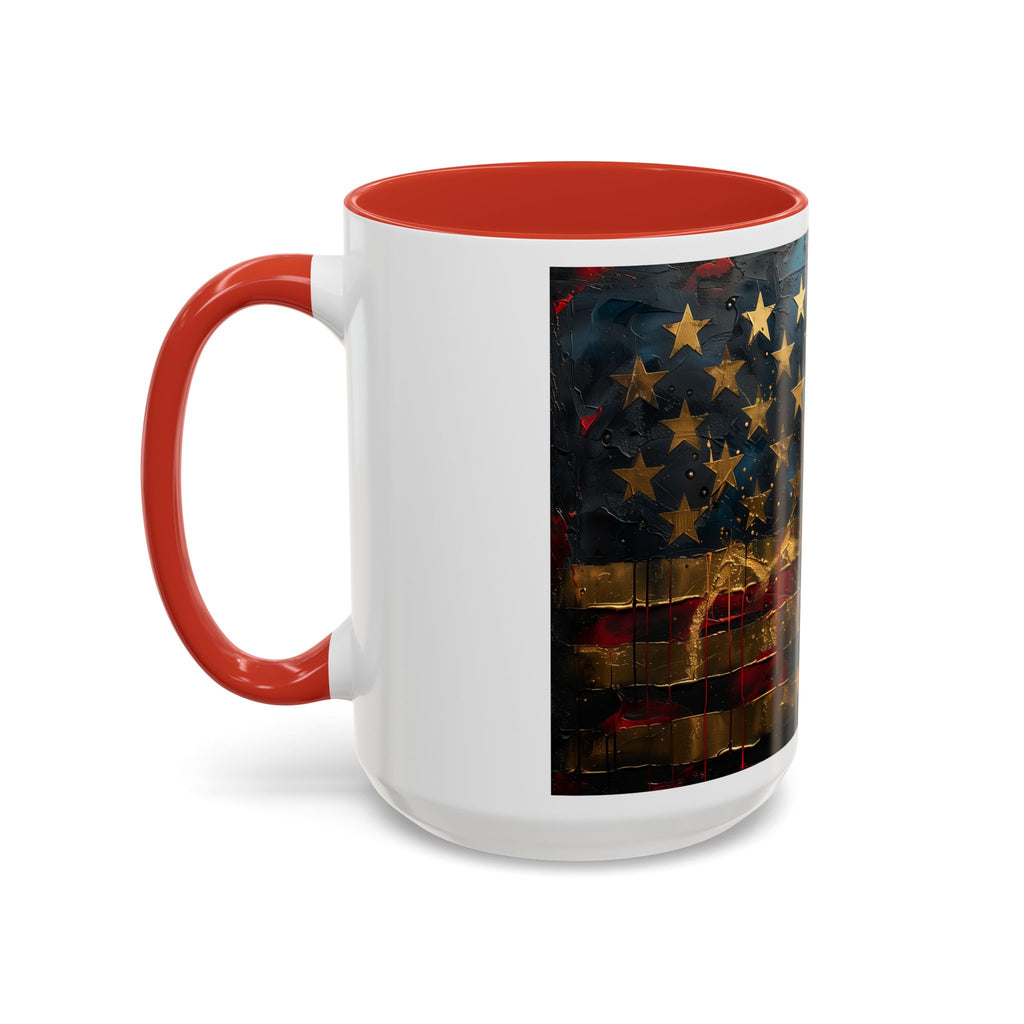 Distressed American Flag Accent Coffee Mug — Patriotic 11/15oz