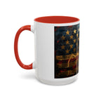 Distressed American Flag Accent Coffee Mug — Patriotic 11/15oz