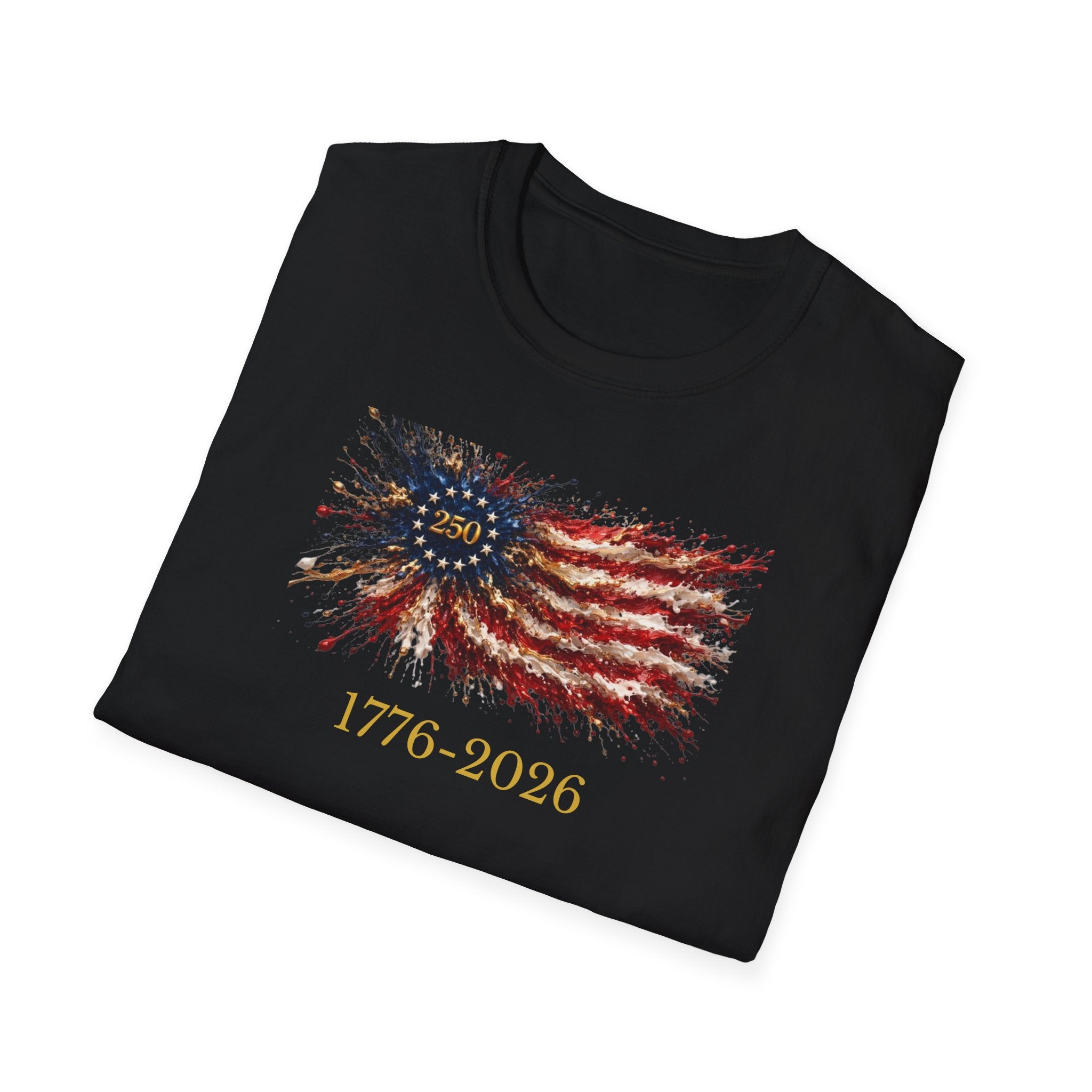 250th Anniversary American Flag T-Shirt – 1776–2026 Patriotic Fireworks Tee