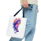 Colorful Watercolor Dolphin Tote Bag | Vibrant Splash Ocean Art - 250 USA Celebration