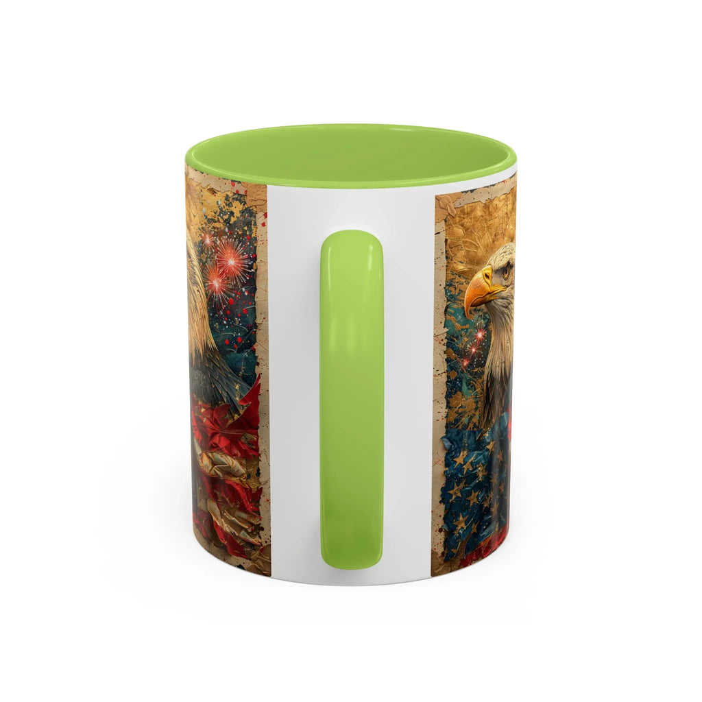 Bald Eagle with Tattered American Flag Coffee Mug | Fireworks Patriotic 11oz 15oz - 250 USA Celebration