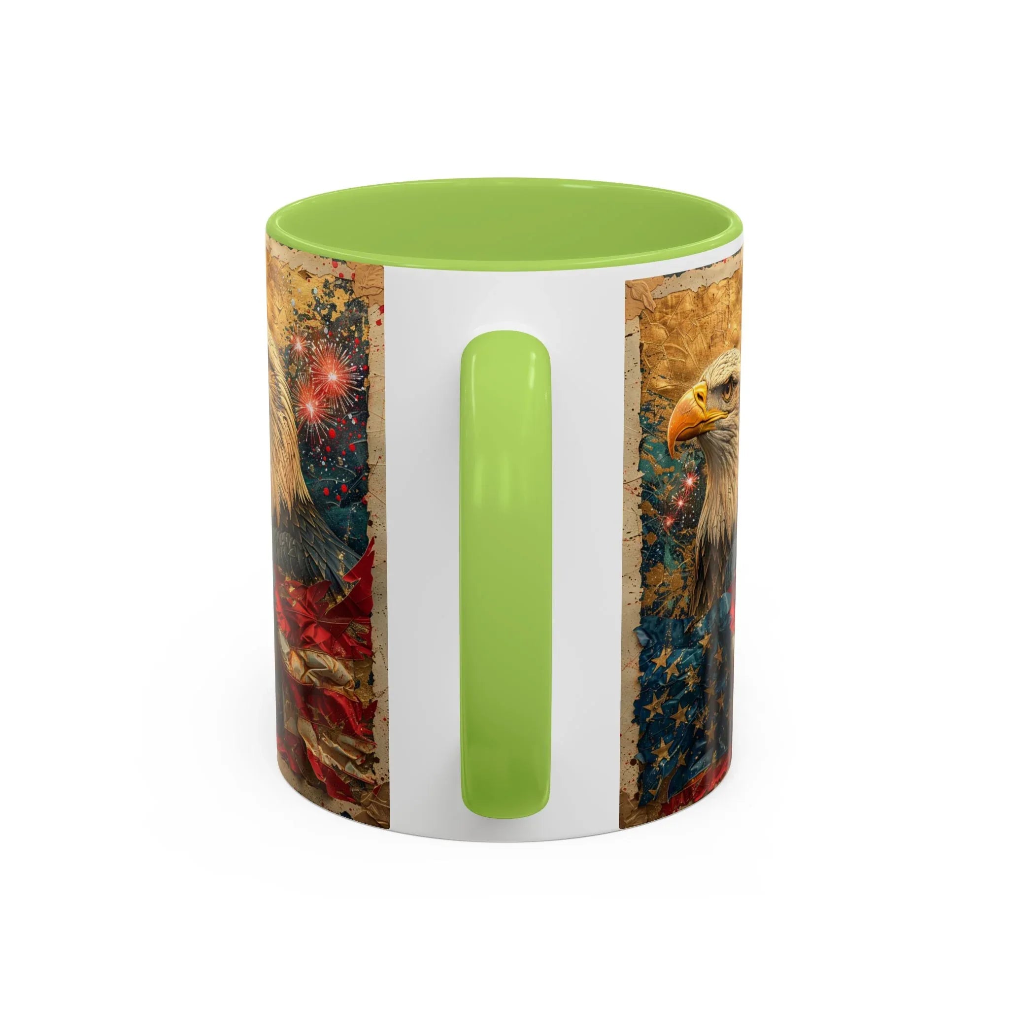 Bald Eagle with Tattered American Flag Coffee Mug | Fireworks Patriotic 11oz 15oz - 250 USA Celebration