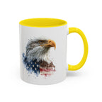 American Bald Eagle watercolor, Coffee Mug | Patriotic flag design - 250 USA Celebration