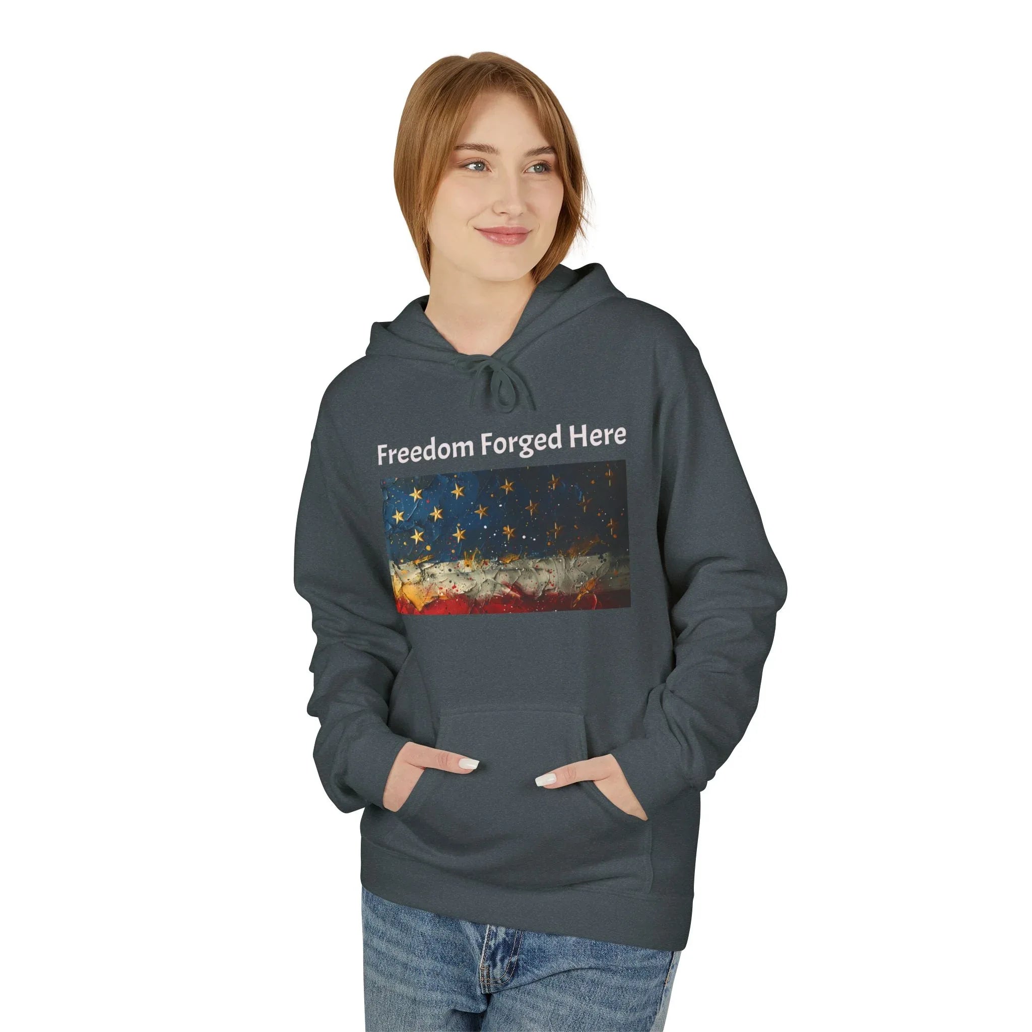 Freedom Forged Here American Flag Hoodie | Patriotic USA - 250 USA Celebration