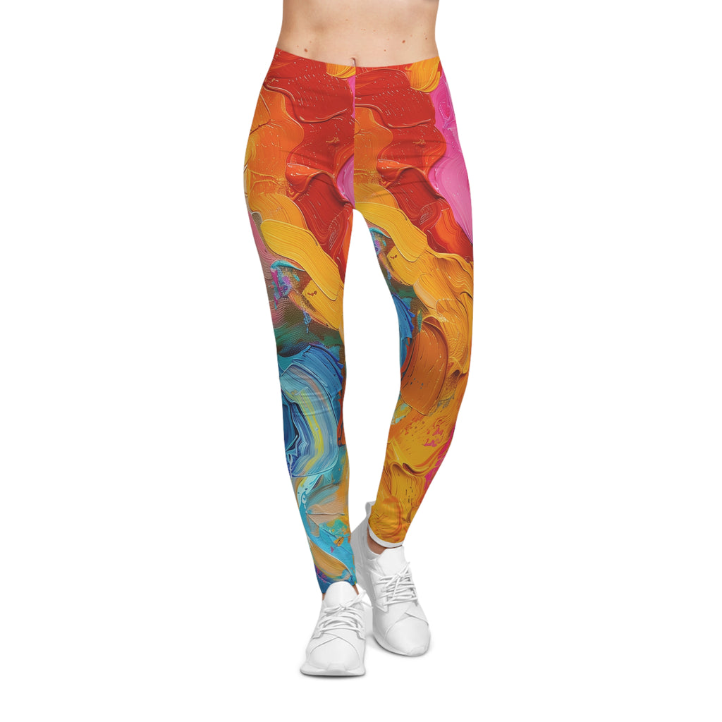 Abstract Color Splash Leggings — Vibrant All-Over Print Women’s Activewear