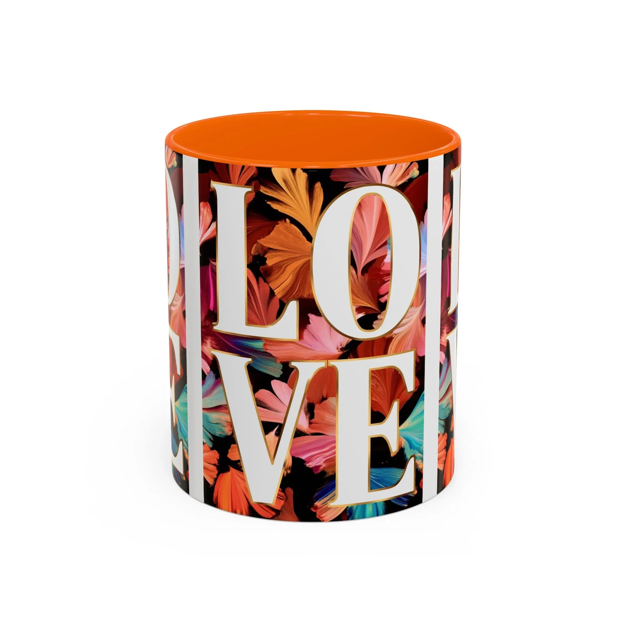 Floral Bold LOVE Mug | Accent Coffee Mug 11oz 15oz - 250 USA Celebration