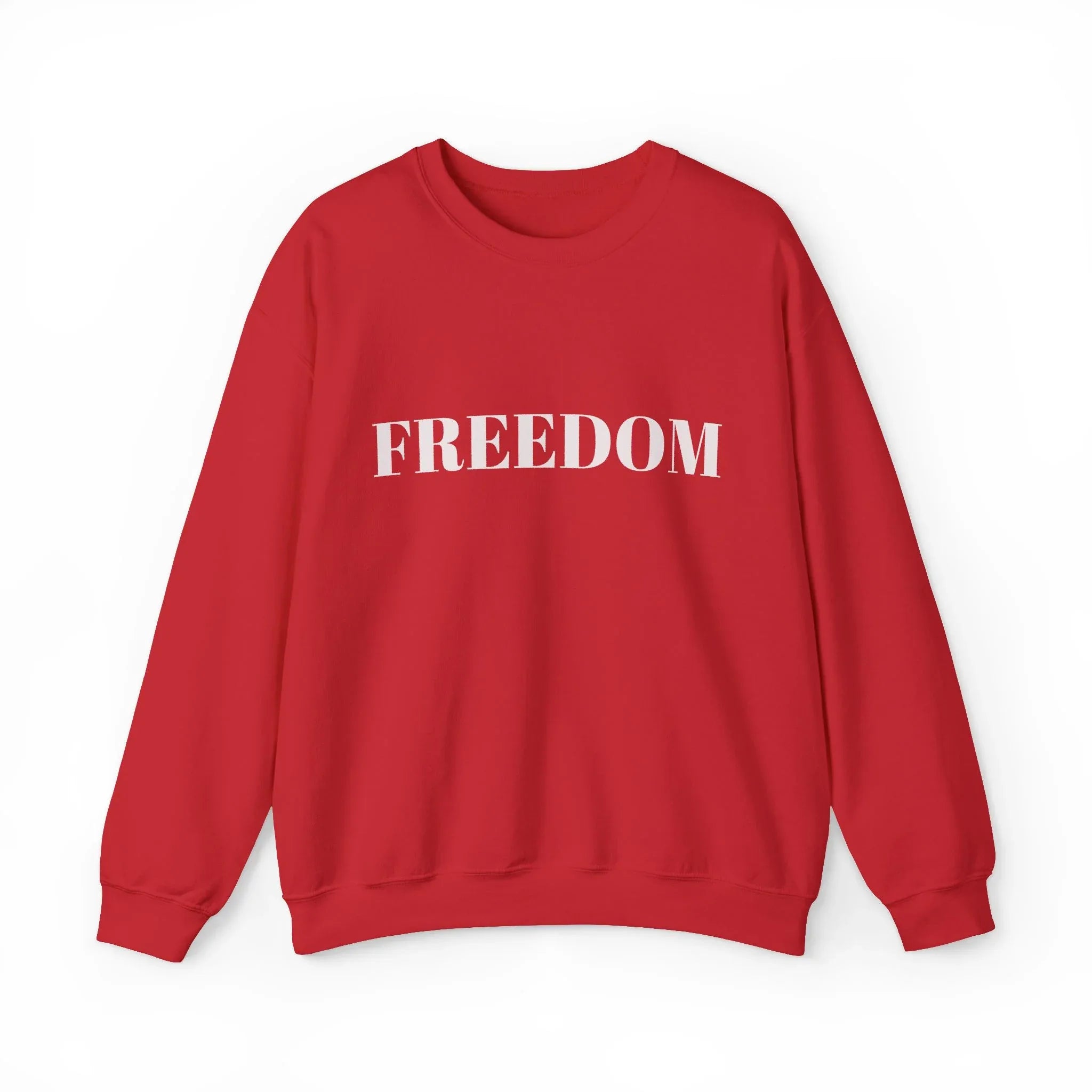 FREEDOM text Crewneck Sweatshirt | Bold Lettering, Minimalist Black Pullover - 250 USA Celebration