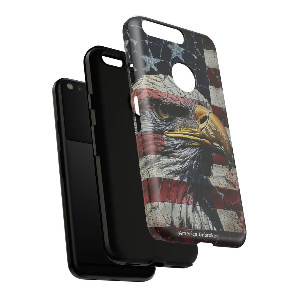 American Flag Bald Eagle phone case | Patriotic iPhone cover, cracked vintage flag design - 250 USA Celebration