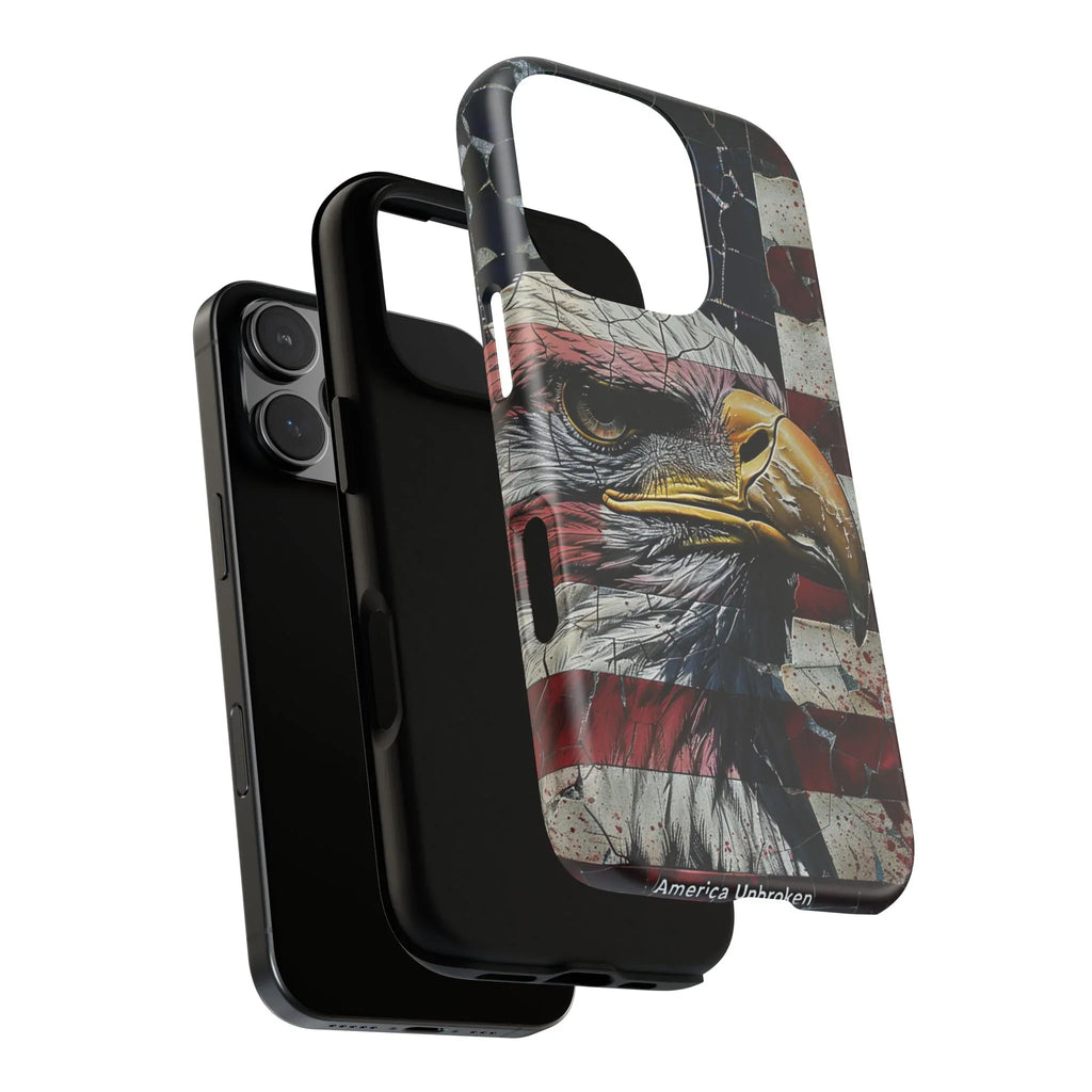 American Flag Bald Eagle phone case | Patriotic iPhone cover, cracked vintage flag design - 250 USA Celebration