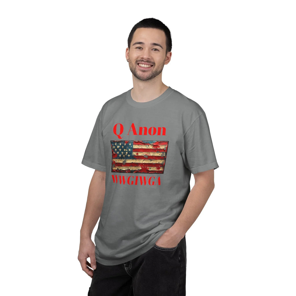 Q Anon WWG1WGA T-Shirt | American Flag Graphic Tee - 250 USA Celebration