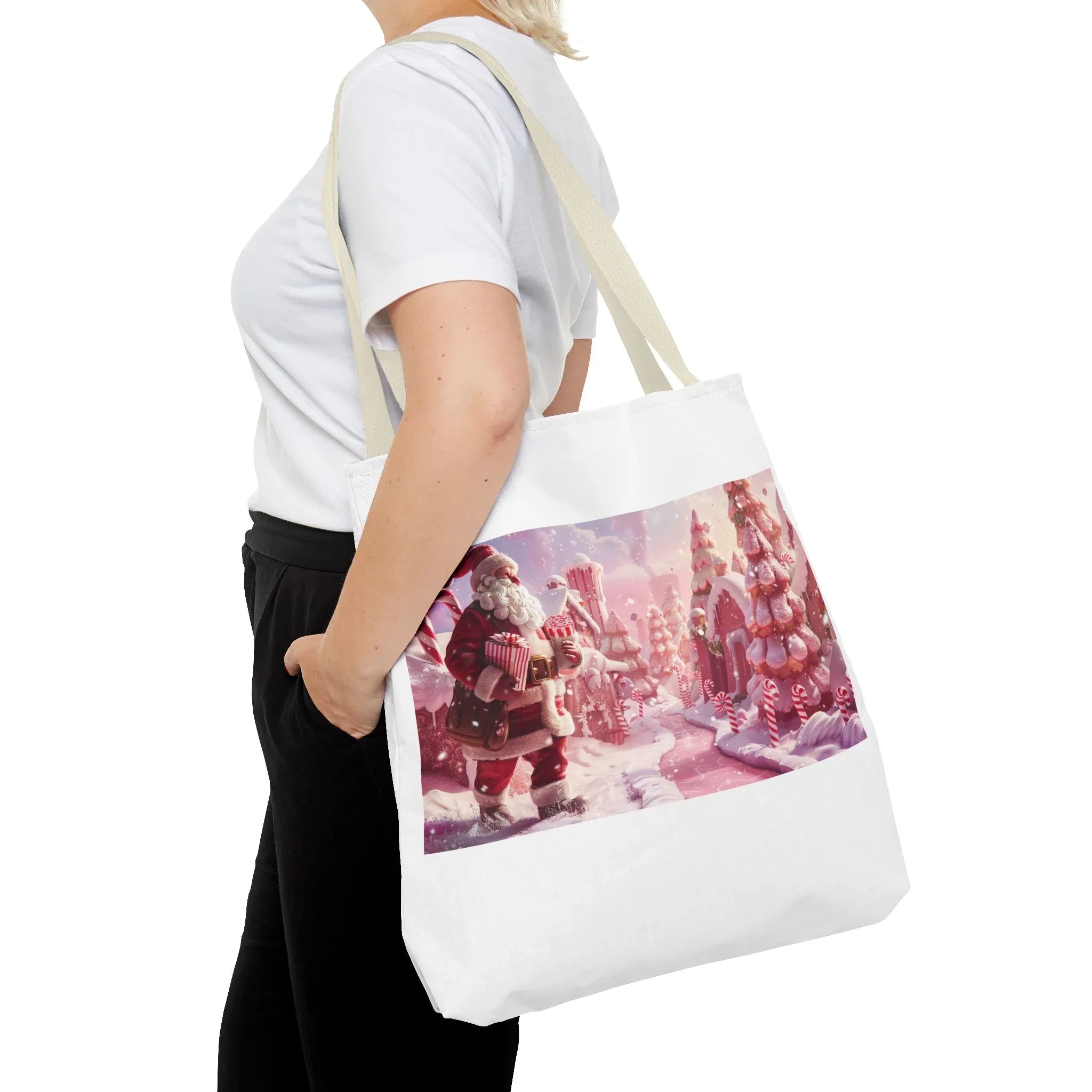 Santa Claus Holiday Tote Bag, AOP Printing, Christmas Gift Bag, Festive Shopping Tote, Fun Winter Accessories, Unique Holiday Item - 250 USA Celebration