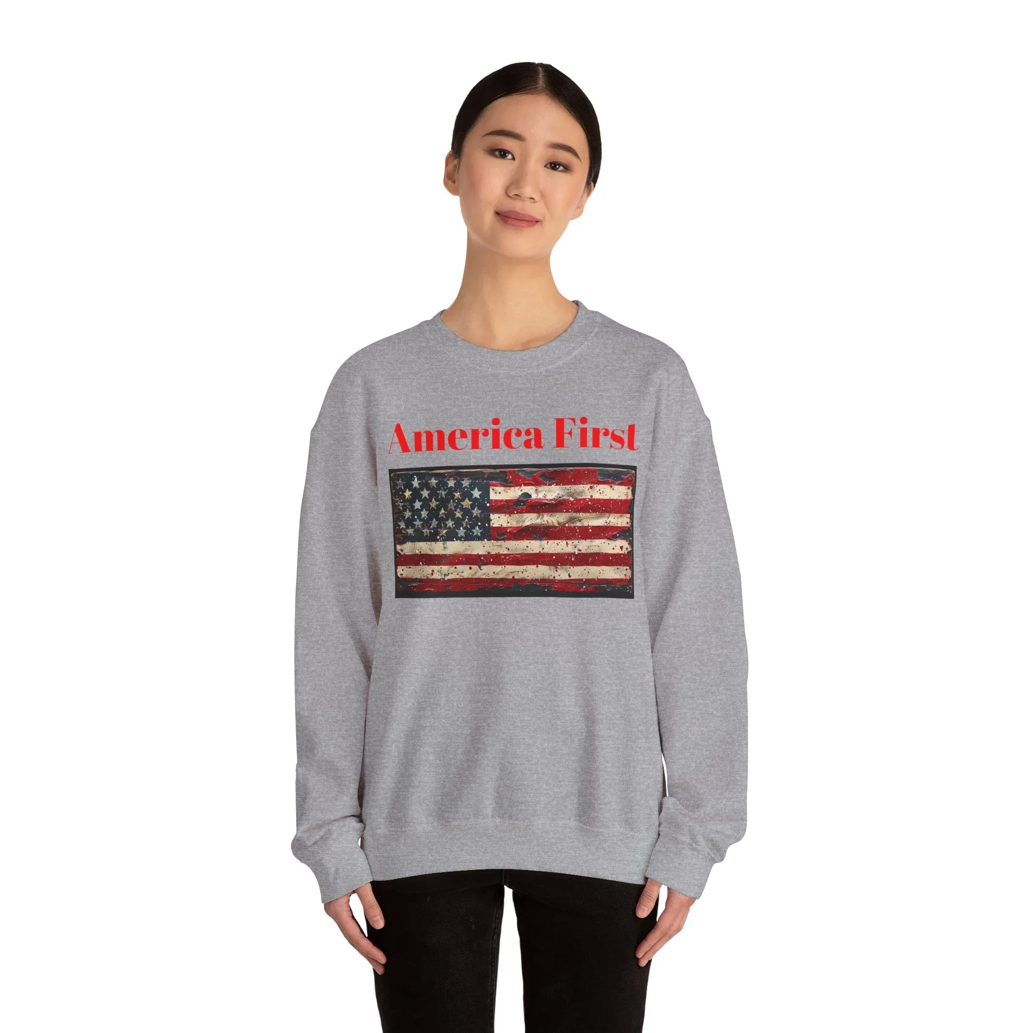 Patriotic American Crewneck Sweatshirt, USA Graphic Tees, Flag T-Shirts, Independence Apparel, Funny Patriotic Shirts, Custom American Tees - 250 USA Celebration