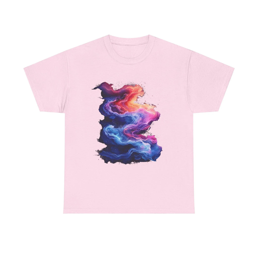 Ignite your vibe in Hyper Bloom Fracture: Psychedelic tee with shattering florals in electric turquoise & magenta flares. Unisex - 250 USA Celebration