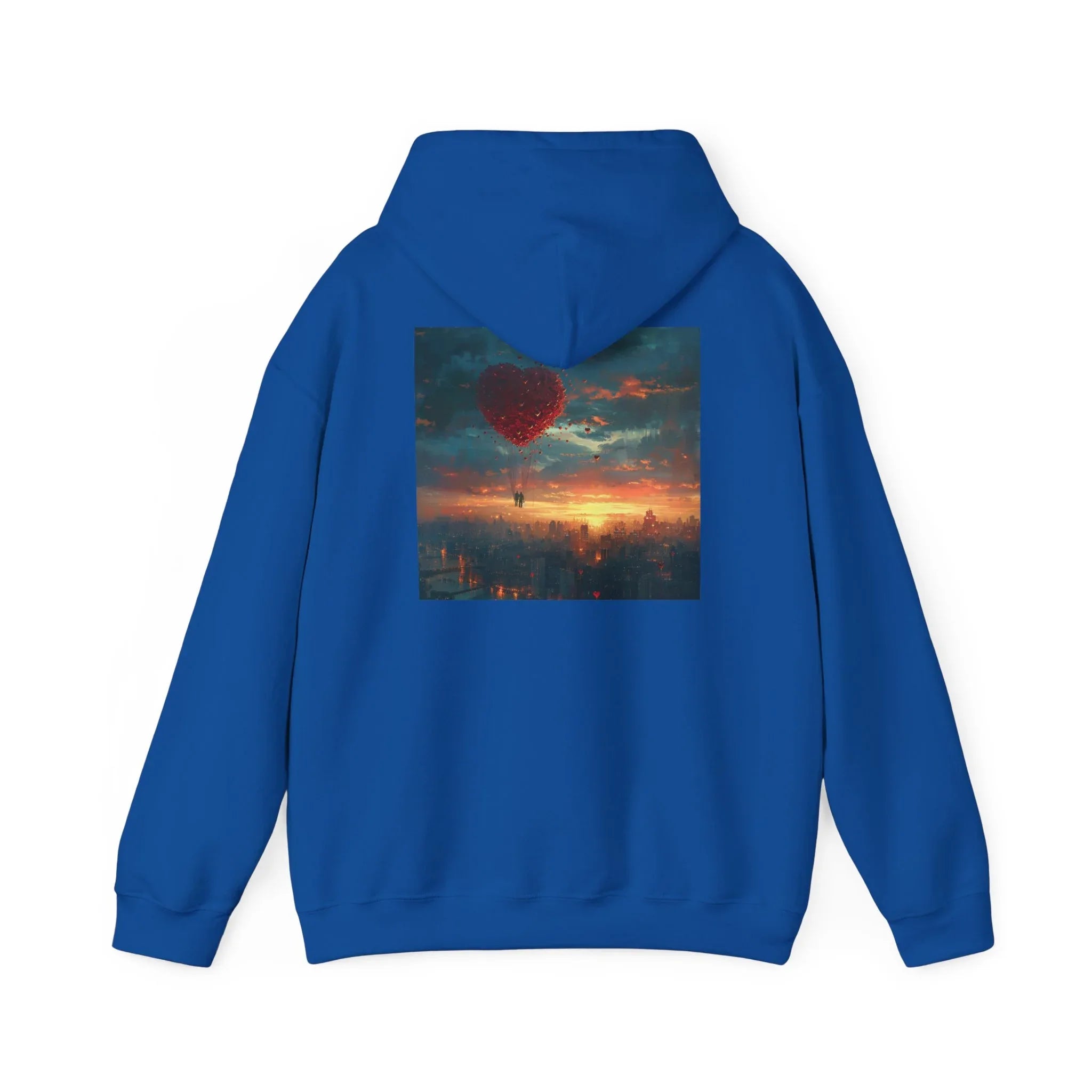 Romantic Sunset Hoodie with Hot Air Balloon, Unisex Sweatshirt for Valentines Day, Valentine's Day T-Shirts, Personalized Valentine's Gifts - 250 USA Celebration