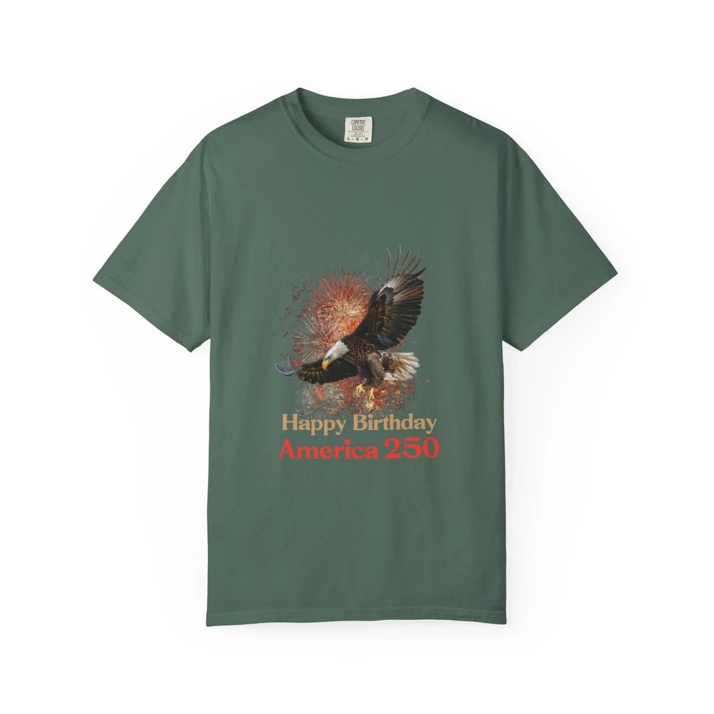 Eagle Illustration Happy Birthday America 250 T-Shirt | Patriotic Bald Eagle Tee - 250 USA Celebration