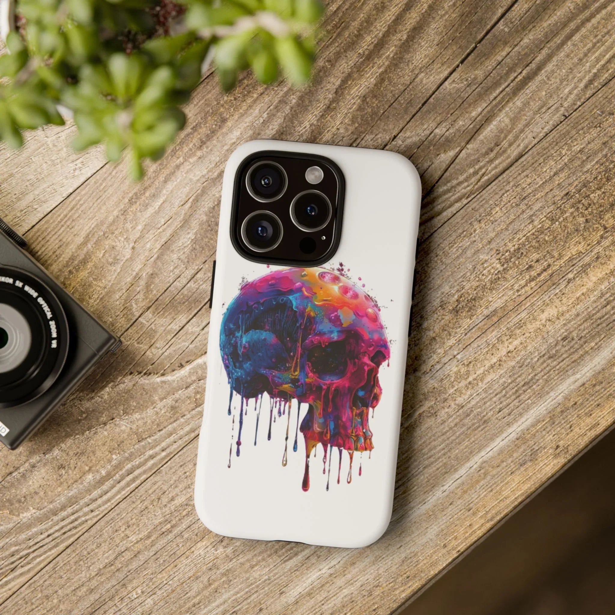 Colorful Drip Skull Phone Case | Hard Plastic Protective Case - 250 USA Celebration