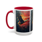 Colorful Mugs (11oz, 15oz) American Eagle Flying Coffee Cup, Patriotic American Eagle flying with American Flag in background - 250 USA Celebration