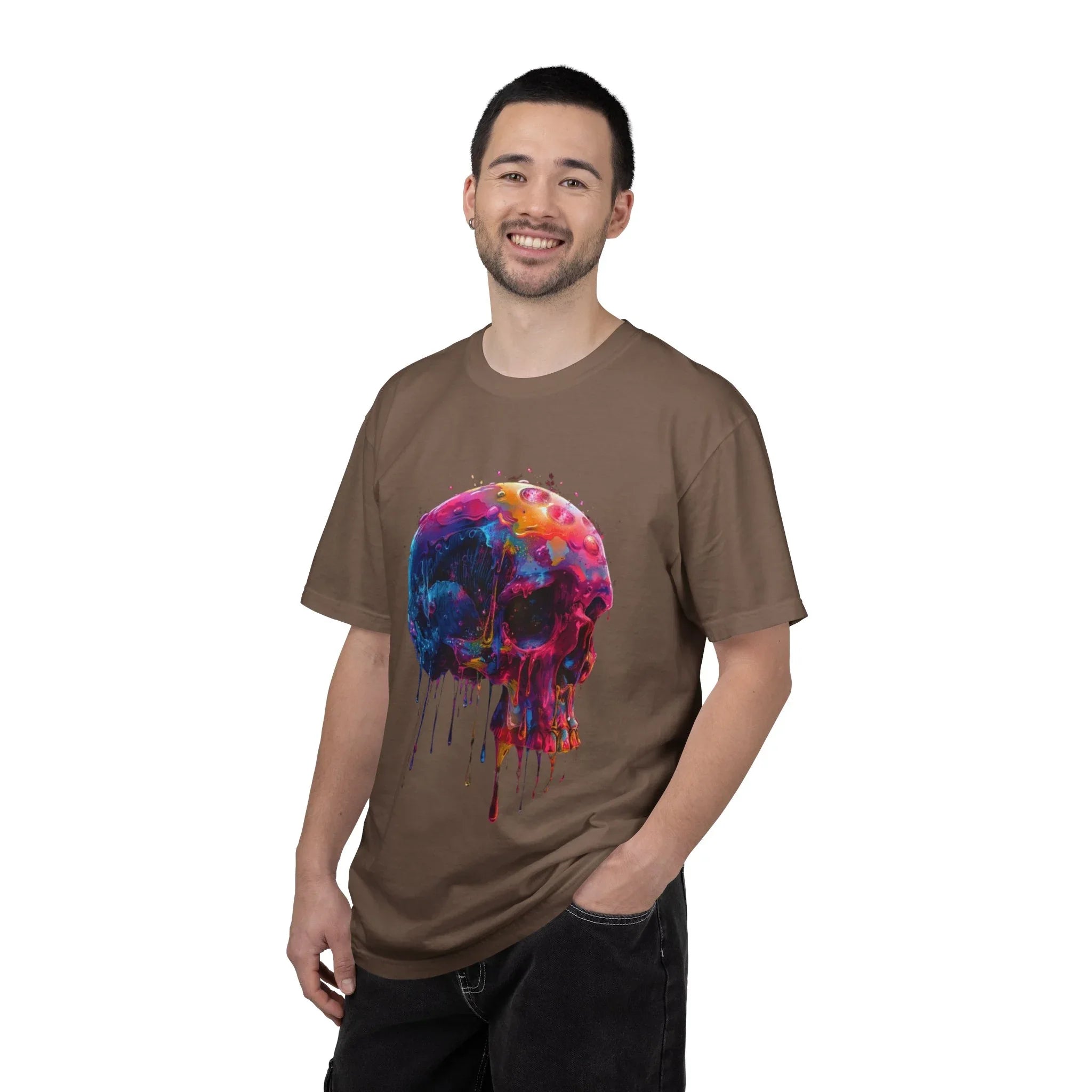 Colorful Drip Skull T-shirt | Watercolor Skull Shirt, Artistic Gothic Tee - 250 USA Celebration