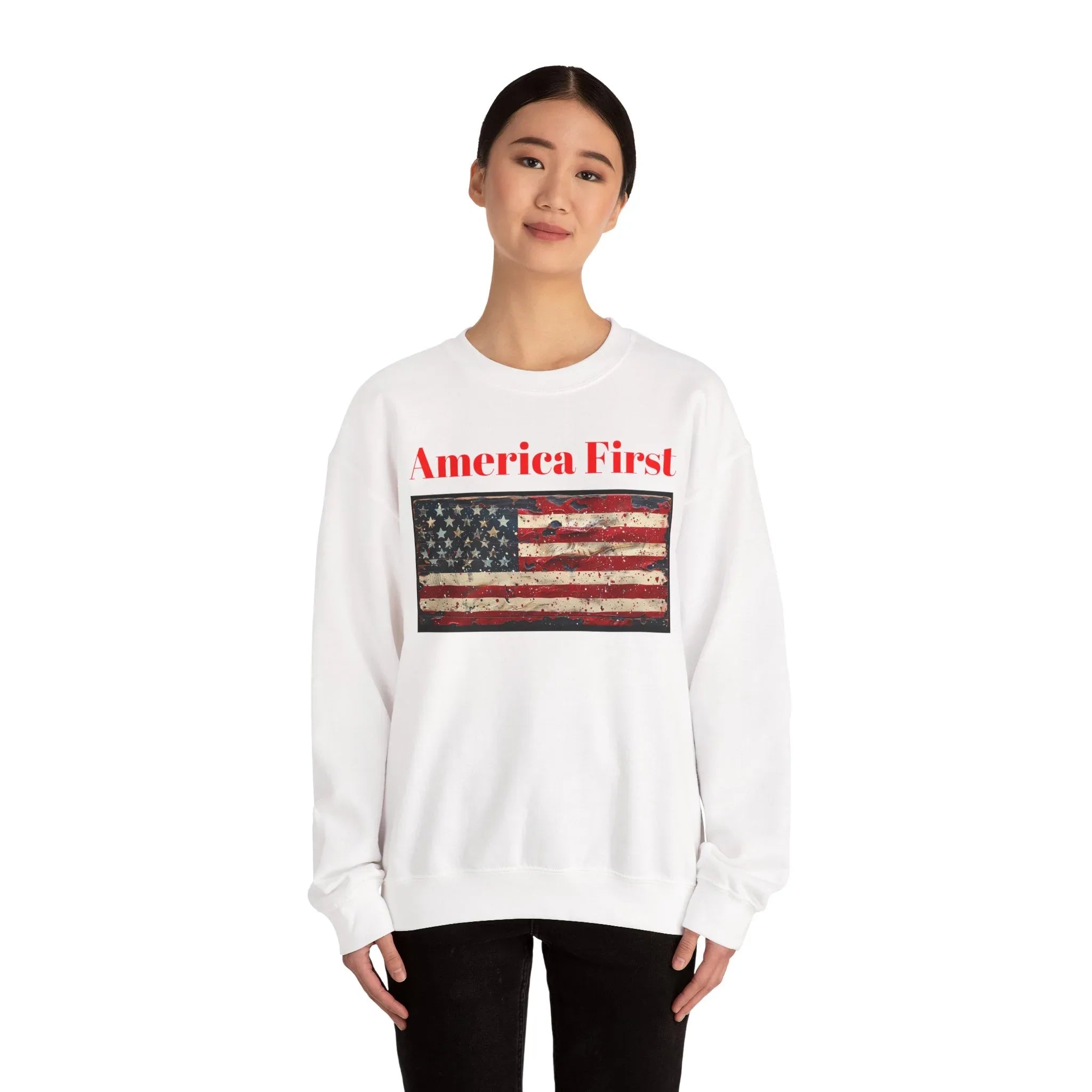 Patriotic American Crewneck Sweatshirt, USA Graphic Tees, Flag T-Shirts, Independence Apparel, Funny Patriotic Shirts, Custom American Tees - 250 USA Celebration