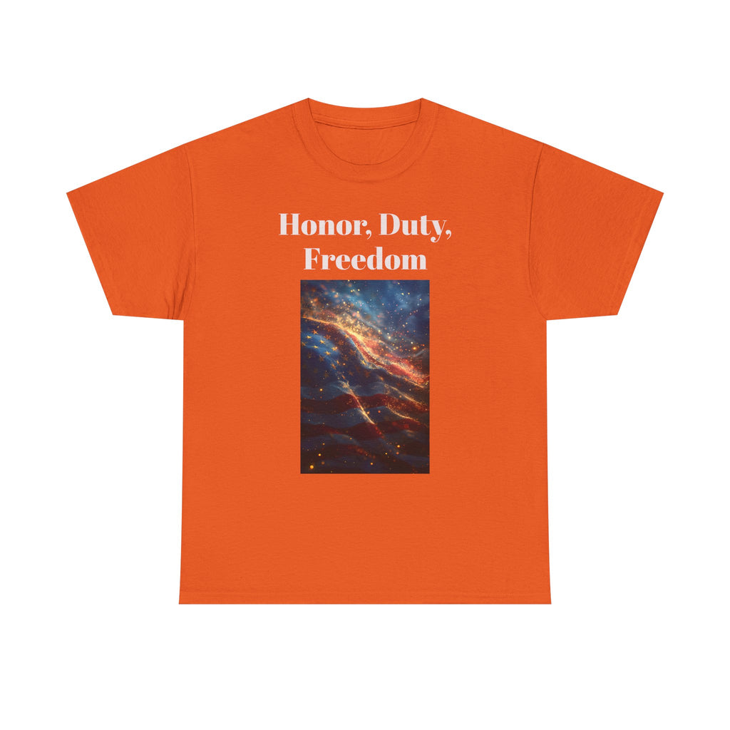 Honor, Duty, Freedom T-Shirt - Patriotic American Flag Galaxy Tee