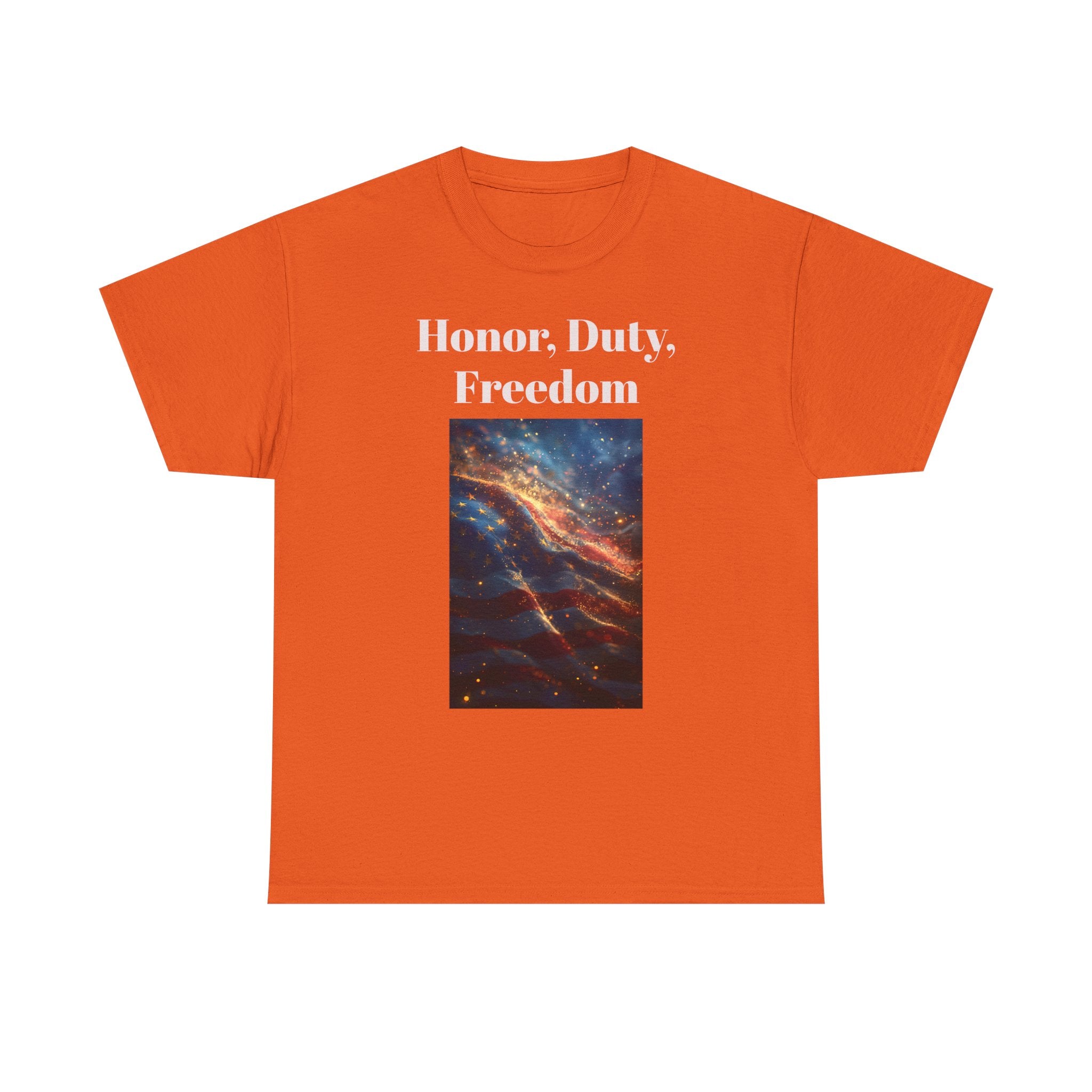 Honor, Duty, Freedom T-Shirt - Patriotic American Flag Galaxy Tee