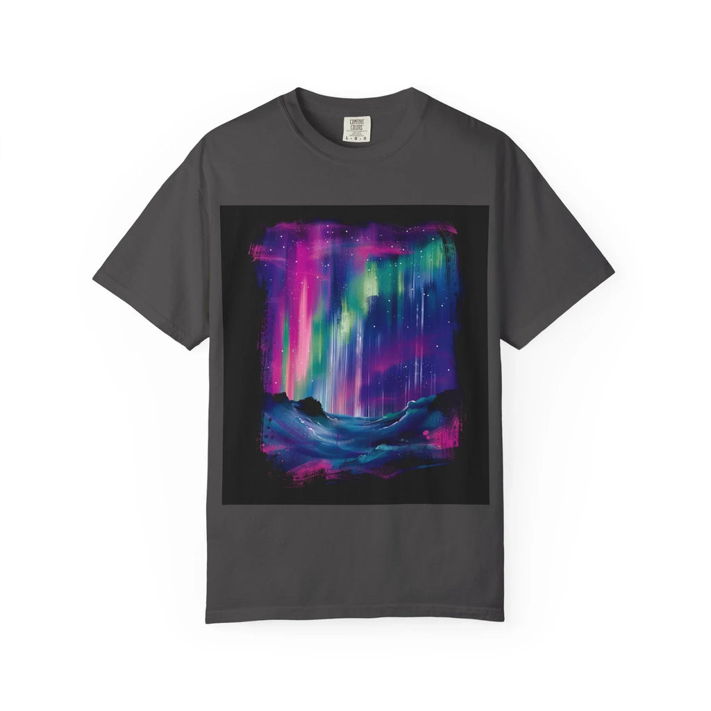 Neon Aurora Borealis T-shirt | Northern Lights Landscape, Night Sky Art - 250 USA Celebration