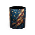 Distressed American Flag Accent Coffee Mug | 11oz 15oz - 250 USA Celebration