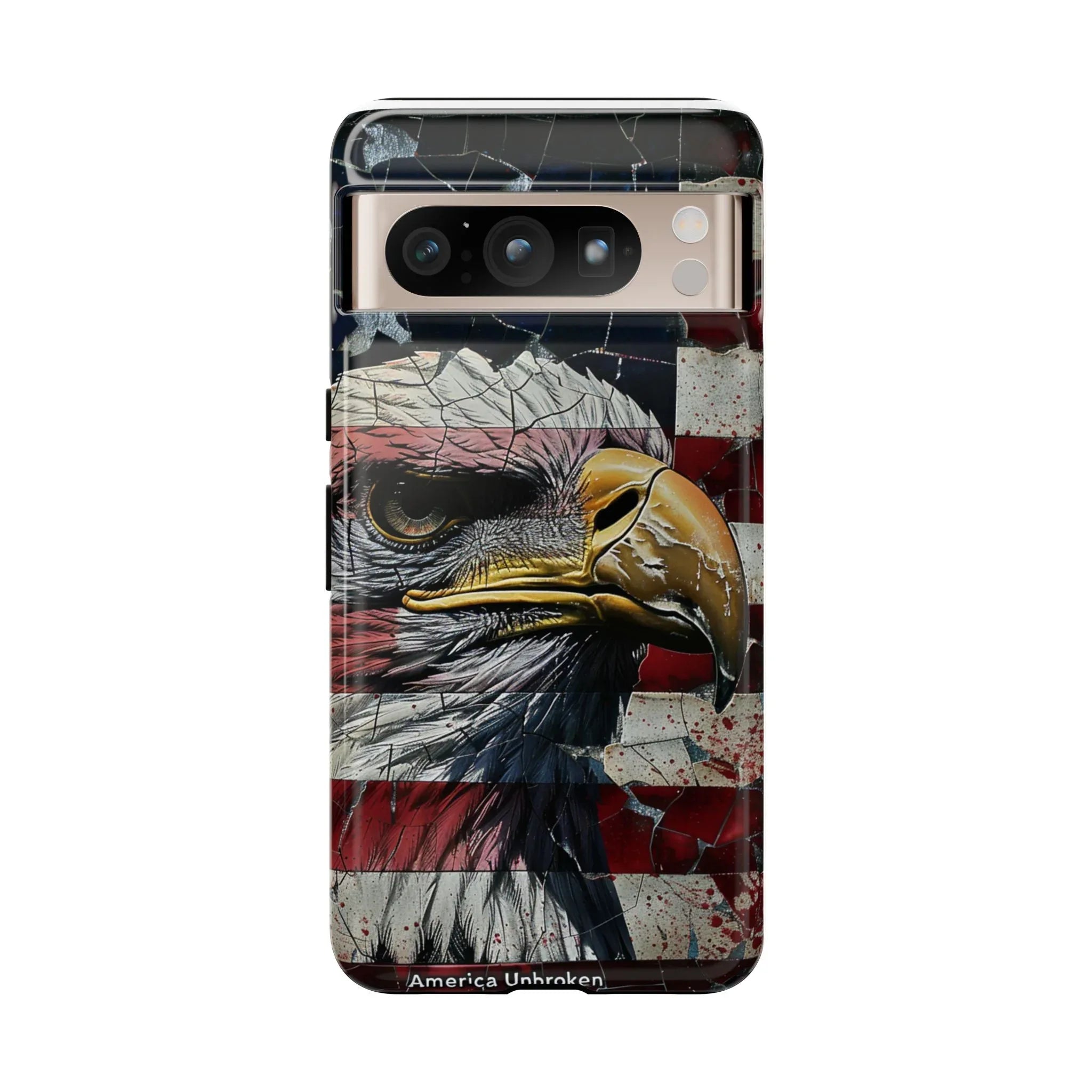 American Flag Bald Eagle phone case | Patriotic iPhone cover, cracked vintage flag design - 250 USA Celebration