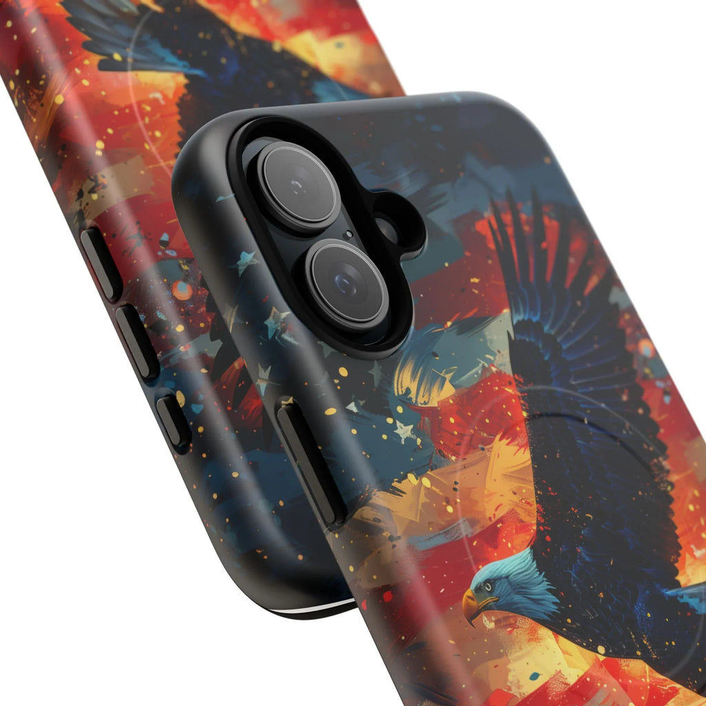 Eagle Flag Magnetic Phone Case, Patriotic iPhone Cover, Tough Cell Phone Cases, Gift for Veterans, Independence Day Accessories - 250 USA Celebration