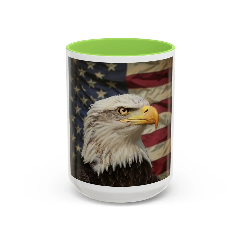 Colorful Mugs (11oz, 15oz) American eagle with American flag, fireworks all around the eagle, patriotic themed - 250 USA Celebration